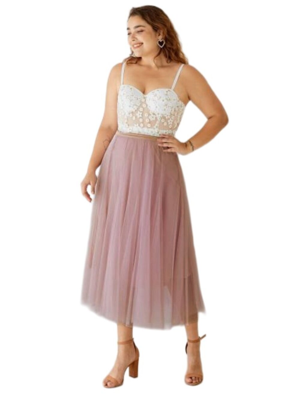 Chicwish L midi tulle skirt in dusty rose